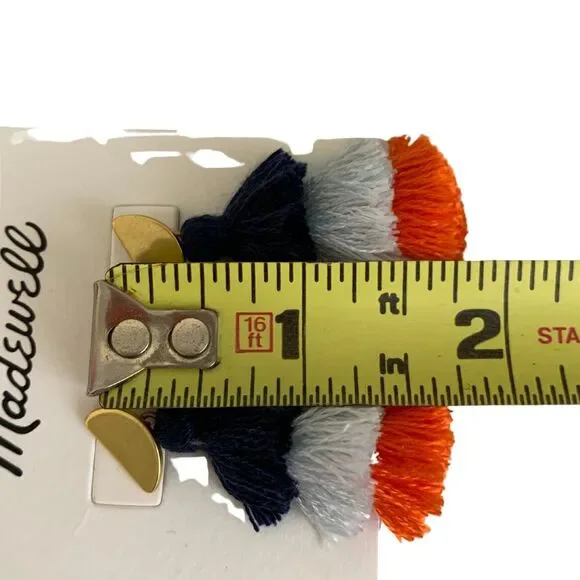 Madewell Colorful Tiered Tassel Earrings Navy, Silver & Orange Fringe - Picture 4 of 4